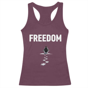 Penguin Freedom Racerback Tank Top Funny Nihilist Penguin Hiking Mountains TS14 Maroon Print Your Wear