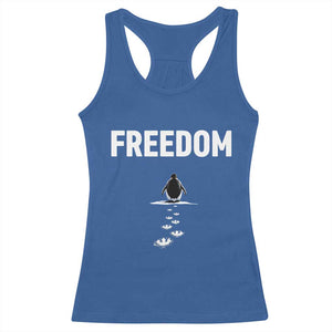 Penguin Freedom Racerback Tank Top Funny Nihilist Penguin Hiking Mountains TS14 Royal Blue Print Your Wear