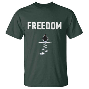 Penguin Freedom T Shirt Funny Nihilist Penguin Hiking Mountains TS14 Dark Forest Green Print Your Wear