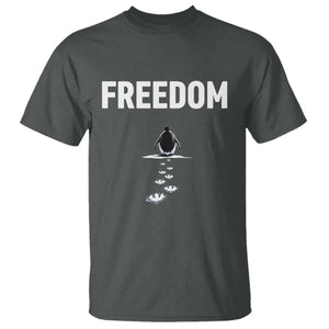 Penguin Freedom T Shirt Funny Nihilist Penguin Hiking Mountains TS14 Dark Heather Print Your Wear