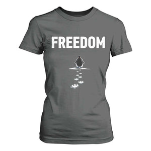 Penguin Freedom T Shirt For Women Funny Nihilist Penguin Hiking Mountains TS14 Dark Heather Print Your Wear