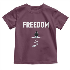 Penguin Freedom Toddler T Shirt Funny Nihilist Penguin Hiking Mountains TS14 Maroon Print Your Wear
