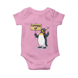 Penguins Resist Baby Onesie Flippers Up Protest TS14 Light Pink Print Your Wear