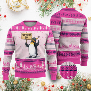 Penguins Resist Ugly Christmas Sweater Flippers Up Protest TS14 Hot Pink Print Your Wear