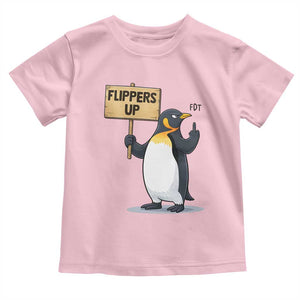Penguins Resist Toddler T Shirt Flippers Up Protest TS14 Light Pink Print Your Wear