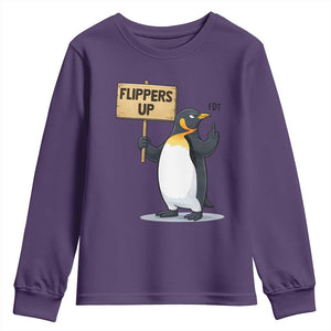 Penguins Resist Youth Sweatshirt Flippers Up Protest TS14 Purple Print Your Wear