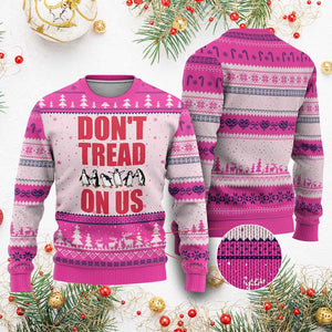 Funny Penguins Resist Protest Ugly Christmas Sweater Don't Tread On Us TS14 Hot Pink Print Your Wear