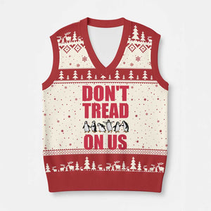 Funny Penguins Resist Protest V-Neck Knit Sweater Vest Don't Tread On Us TS14 Beige Red Print Your Wear