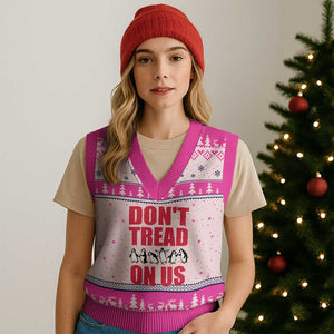Funny Penguins Resist Protest V-Neck Knit Sweater Vest Don't Tread On Us TS14 Hot Pink Print Your Wear