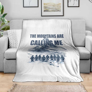 Funny Nihilist Penguin Hiking Throw Blanket The Mountains Are Calling Me TS14 Print Your Wear