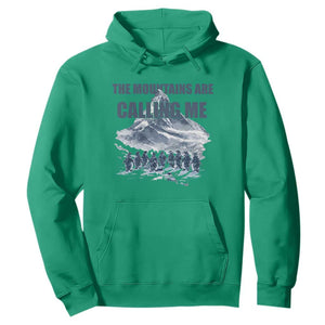 Funny Nihilist Penguin Hiking Hoodie The Mountains Are Calling Me TS14 Irish Green Print Your Wear