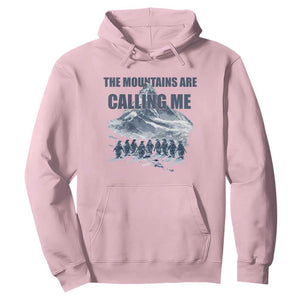 Funny Nihilist Penguin Hiking Hoodie The Mountains Are Calling Me TS14 Light Pink Print Your Wear