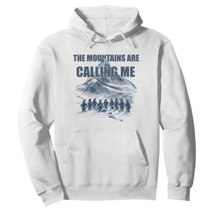 Funny Nihilist Penguin Hiking Hoodie The Mountains Are Calling Me TS14 White Print Your Wear