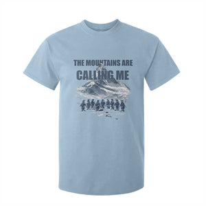 Funny Nihilist Penguin Hiking T Shirt For Kid The Mountains Are Calling Me TS14 Light Blue Print Your Wear
