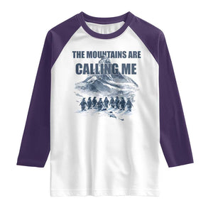 Funny Nihilist Penguin Hiking Raglan Shirt The Mountains Are Calling Me TS14 White Purple Print Your Wear