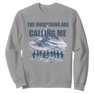 Funny Nihilist Penguin Hiking Sweatshirt The Mountains Are Calling Me TS14 Sport Gray Print Your Wear