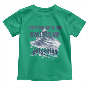 Funny Nihilist Penguin Hiking Toddler T Shirt The Mountains Are Calling Me TS14 Irish Green Print Your Wear