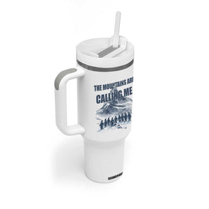 Funny Nihilist Penguin Hiking Tumbler With Handle The Mountains Are Calling Me TS14 Print Your Wear