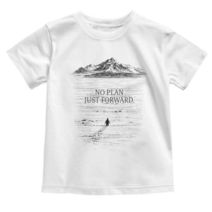 Funny Nihilist Penguin Hiking Toddler T Shirt No Plan Just Forward TS14 White Print Your Wear