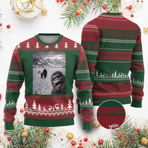 Nihilist Penguin Trump Hiking Mountains Ugly Christmas Sweater Funny Bigfoot Selfie But Why TS14 Red Green Print Your Wear