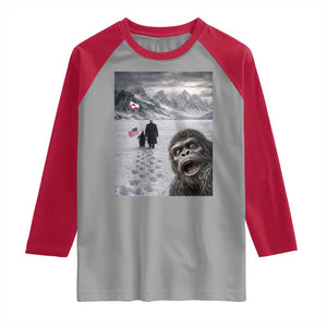 Nihilist Penguin Trump Hiking Mountains Raglan Shirt Funny Bigfoot Selfie But Why TS14 Sport Gray Red Print Your Wear