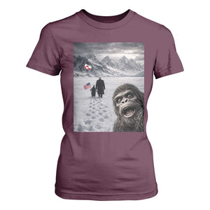 Nihilist Penguin Trump Hiking Mountains T Shirt For Women Funny Bigfoot Selfie But Why TS14 Maroon Print Your Wear