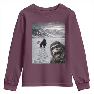 Nihilist Penguin Trump Hiking Mountains Youth Sweatshirt Funny Bigfoot Selfie But Why TS14 Maroon Print Your Wear