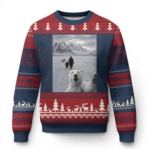 Nihilist Penguin Trump Hiking Mountains Ugly Christmas Sweater Funny Polar Bear Selfie But Why TS14 Navy Red Print Your Wear