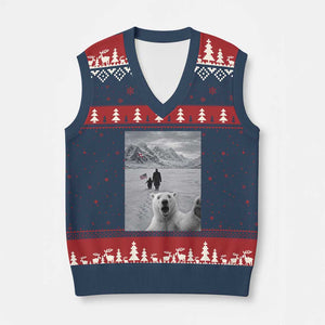 Nihilist Penguin Trump Hiking Mountains V-Neck Knit Sweater Vest Funny Polar Bear Selfie But Why TS14 Navy Red Print Your Wear