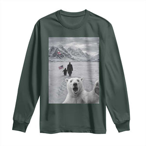 Nihilist Penguin Trump Hiking Mountains Long Sleeve Shirt Funny Polar Bear Selfie But Why TS14 Dark Forest Green Print Your Wear