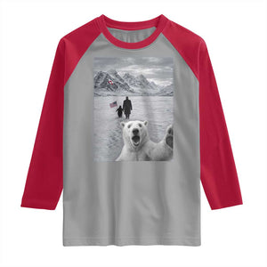 Nihilist Penguin Trump Hiking Mountains Raglan Shirt Funny Polar Bear Selfie But Why TS14 Sport Gray Red Print Your Wear