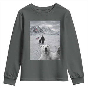 Nihilist Penguin Trump Hiking Mountains Youth Sweatshirt Funny Polar Bear Selfie But Why TS14 Dark Heather Print Your Wear