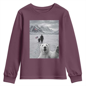 Nihilist Penguin Trump Hiking Mountains Youth Sweatshirt Funny Polar Bear Selfie But Why TS14 Maroon Print Your Wear