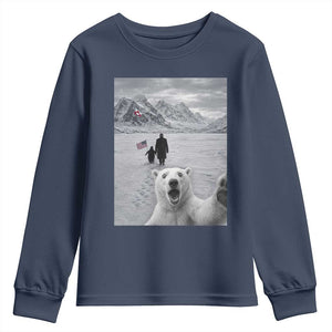 Nihilist Penguin Trump Hiking Mountains Youth Sweatshirt Funny Polar Bear Selfie But Why TS14 Navy Print Your Wear