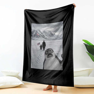 Nihilist Penguin Trump Hiking Mountains Throw Blanket Funny Penguin Selfie But Why TS14 Print Your Wear