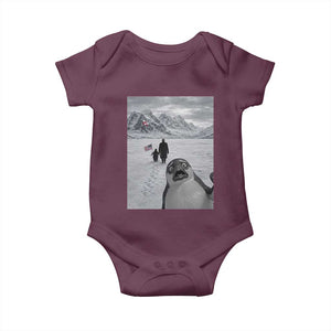 Nihilist Penguin Trump Hiking Mountains Baby Onesie Funny Penguin Selfie But Why TS14 Maroon Print Your Wear
