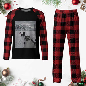 Nihilist Penguin Trump Hiking Mountains Plaid Pajama Set Funny Penguin Selfie But Why TS14 Buffalo Plaid Print Your Wear
