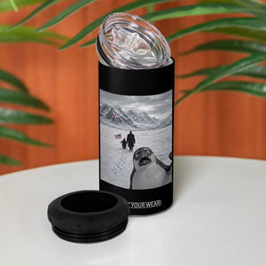 Nihilist Penguin Trump Hiking Mountains 4 in 1 Can Cooler Tumbler Funny Penguin Selfie But Why TS14 Print Your Wear