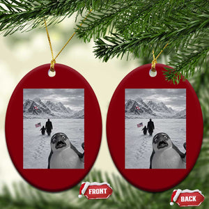 Nihilist Penguin Trump Hiking Mountains Ceramic Ornament Funny Penguin Selfie But Why TS14 Print Your Wear