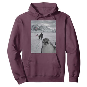 Nihilist Penguin Trump Hiking Mountains Hoodie Funny Penguin Selfie But Why TS14 Maroon Print Your Wear