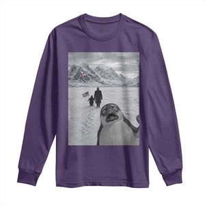 Nihilist Penguin Trump Hiking Mountains Long Sleeve Shirt Funny Penguin Selfie But Why TS14 Purple Print Your Wear
