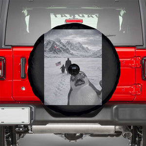 Nihilist Penguin Trump Hiking Mountains Spare Tire Cover Funny Penguin Selfie But Why TS14 Black Print Your Wear