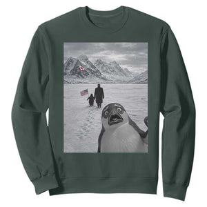 Nihilist Penguin Trump Hiking Mountains Sweatshirt Funny Penguin Selfie But Why TS14 Dark Forest Green Print Your Wear