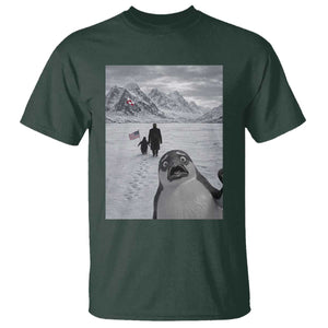 Nihilist Penguin Trump Hiking Mountains T Shirt Funny Penguin Selfie But Why TS14 Dark Forest Green Print Your Wear
