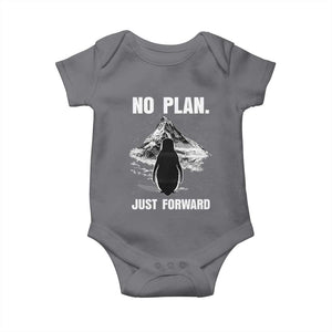 Nihilist Penguin Hiking Meme Baby Onesie No Plan Just Forward TS14 Charcoal Print Your Wear