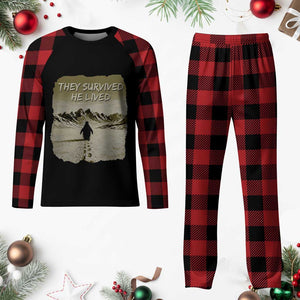 Nihilist Penguin Hiking Meme Plaid Pajama Set They Survived He Lived TS14 Buffalo Plaid Print Your Wear