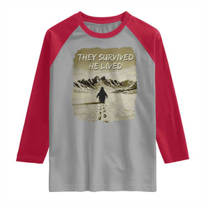 Nihilist Penguin Hiking Meme Raglan Shirt They Survived He Lived TS14 Sport Gray Red Print Your Wear