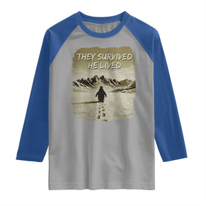 Nihilist Penguin Hiking Meme Raglan Shirt They Survived He Lived TS14 Sport Gray Royal Print Your Wear