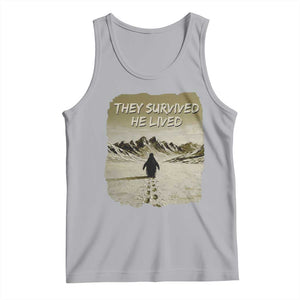 Nihilist Penguin Hiking Meme Tank Top They Survived He Lived TS14 Athletic Heather Print Your Wear