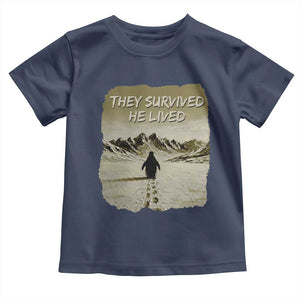 Nihilist Penguin Hiking Meme Toddler T Shirt They Survived He Lived TS14 Navy Print Your Wear